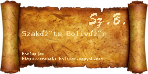 Szakáts Bolivár névjegykártya